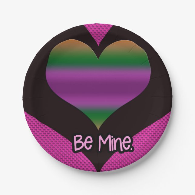Plato De Papel Be Mine Valentine Purple Heart (Anverso)