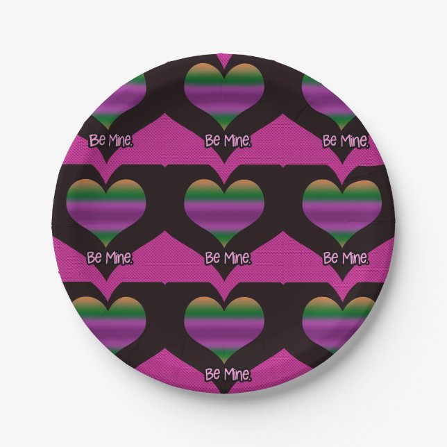 Plato De Papel Be Mine Valentine Purple Heart (Anverso)