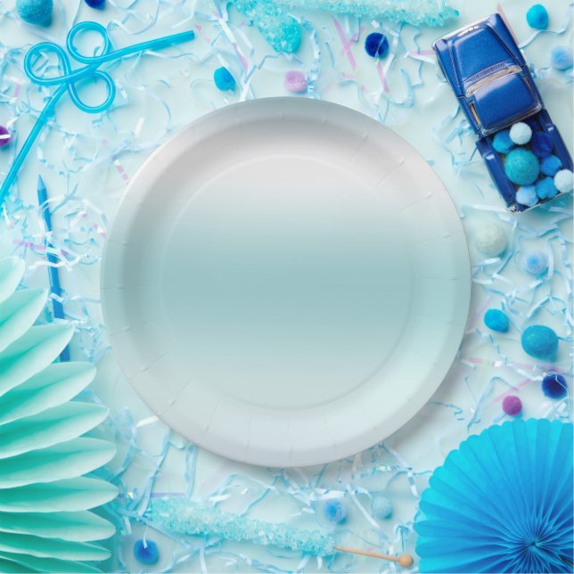 Plato De Papel Beach Aqua Blue Ombre (Fiesta)
