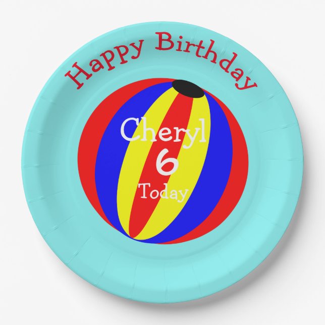 Plato De Papel Beach Ball Fun Colorful (Anverso)