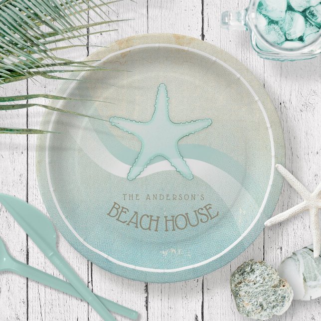Plato De Papel Beach House Nautical Starfish Aqua Blue ID623 (Subido por el creador)