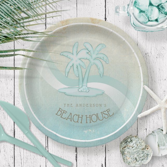 Plato De Papel Beach House Palm Trees Aqua ID623 (Subido por el creador)