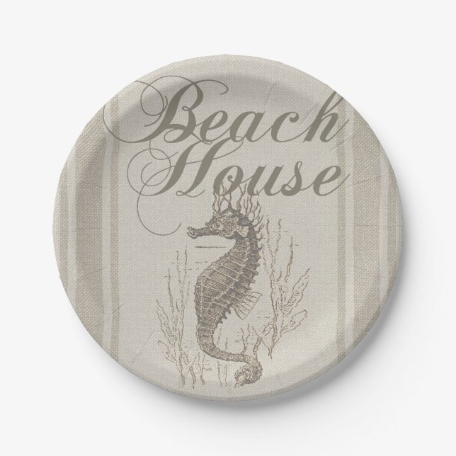 Plato De Papel Beach House Seahorse Seashore (Anverso)