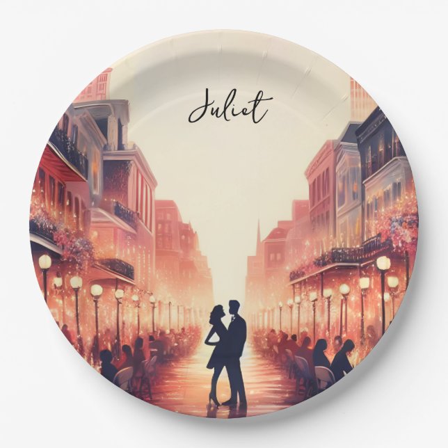 Plato De Papel Beach Ocean Summer New Orleans Bridal Shower (Anverso)