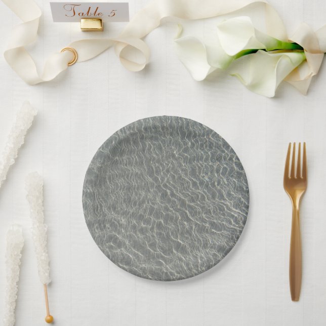 Plato De Papel Beach Ocean Water Ripples & Sand (Boda)