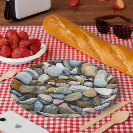 Plato De Papel Beach Pebbles