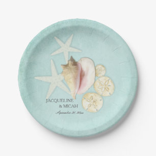 Plato De Papel Beach Sea Ocean Shore Starfish Shell Wedding Party