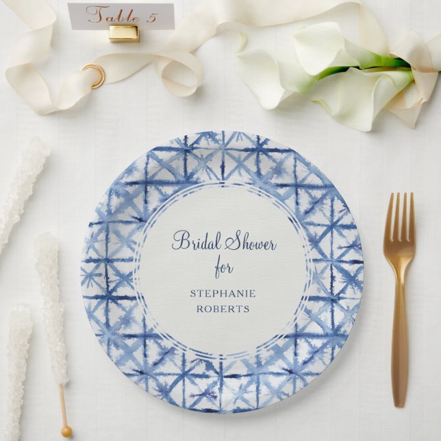 Plato De Papel Beach Seaside Coast Naval Blue White Bridal Shower (Boda)