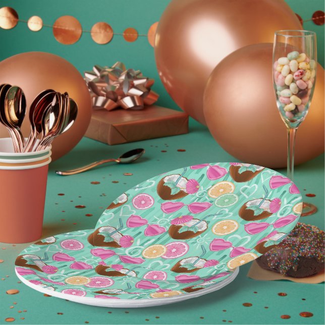 Plato De Papel Beach Summer Pattern  (Multi)