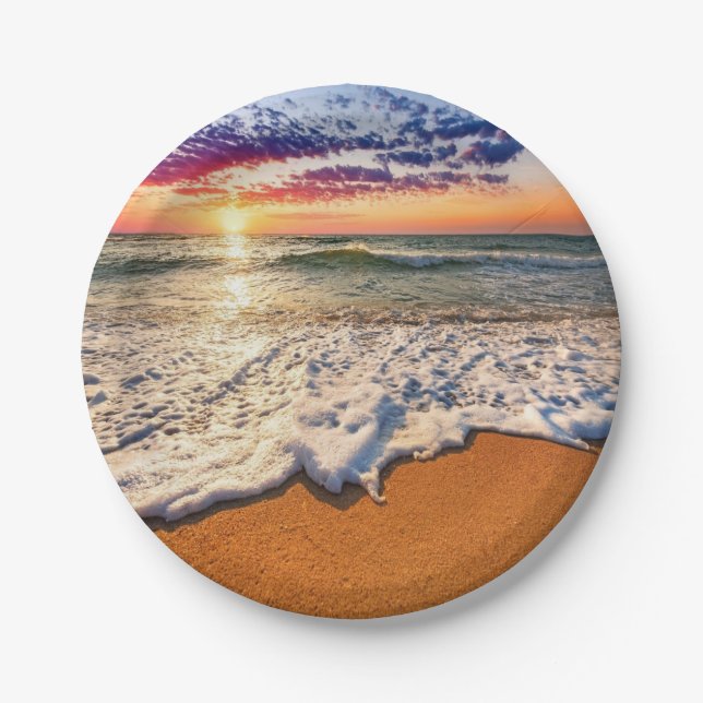 Plato De Papel Beach Sunset (Anverso)