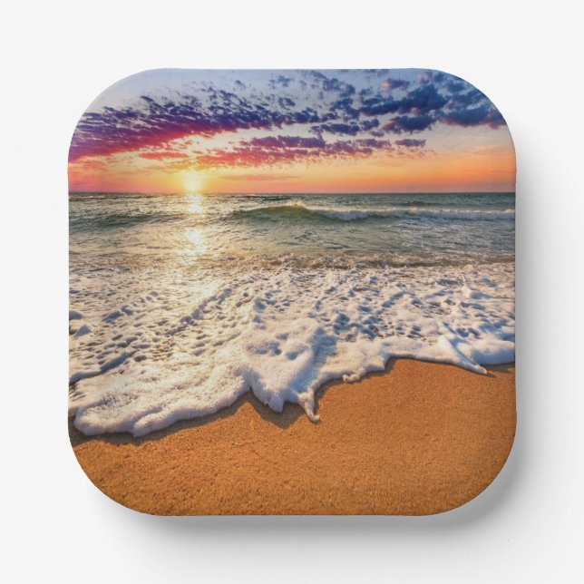 Plato De Papel Beach Sunset (Anverso)
