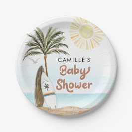 Plato De Papel Beach Surf Baby Shower