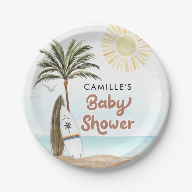 Plato De Papel Beach Surf Baby Shower (Anverso)