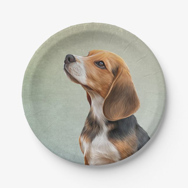 Plato De Papel Beagle de perro dibujante 7 (Anverso)