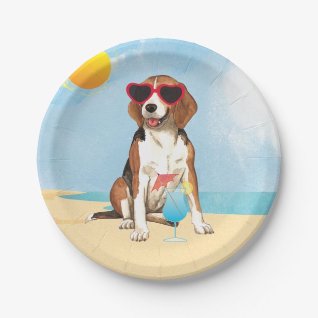 Plato De Papel Beagle del verano (Anverso)