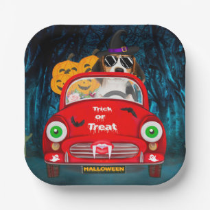 Plato De Papel Beagle Dog Drin Car Scary