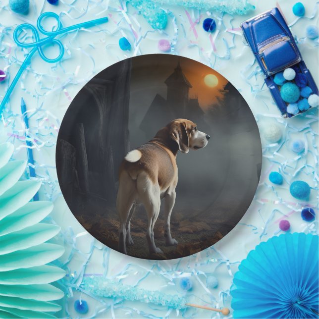 Plato De Papel Beagle Halloween Scary (Fiesta)