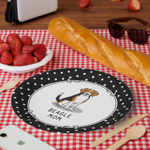 Plato De Papel Beagle Mom (tri color 3) Perro Divertido Perro dul