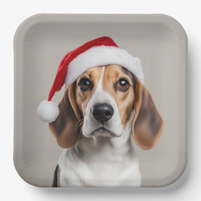 Plato De Papel Beagle Navidades (Anverso)