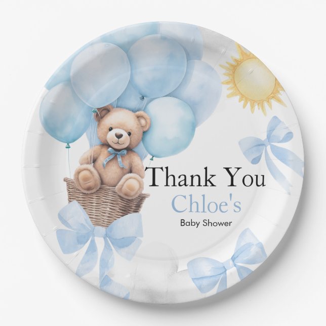 Plato De Papel Bear Baby Shower (Anverso)
