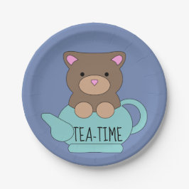 Plato De Papel Bear Blue Cute Teapot Nacimientos Niños