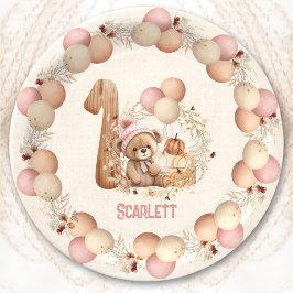 Plato De Papel Bear Fall Beary 1er cumpleaños Chica Placas de pap