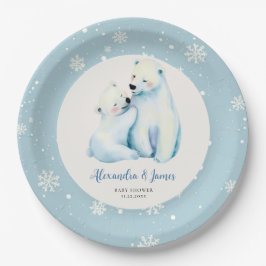 Plato De Papel Bear Wait Polar Mama Bear Cub Baby Boy Shower