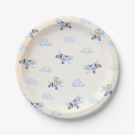 Plato De Papel Bearly Wait Baby Shower Flying Bear & Cloud 