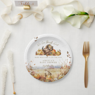 Plato De Papel Bearly Wait Fall Woodland Watercolor Baby Shower