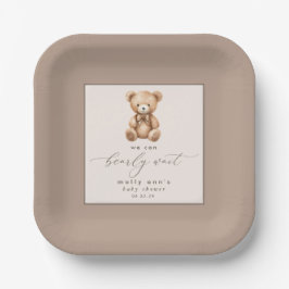 Plato De Papel Bearly Wait Neutral Simple Baby Shower