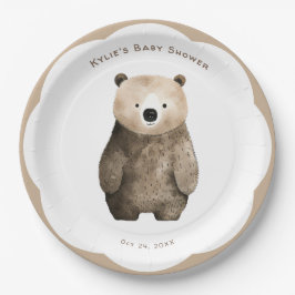 Plato De Papel Bearly Wait Neutral Teddy Bear Baby Shower