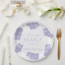 Plato De Papel Bearly Wait Purple Gummy Bear Baby Shower