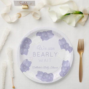 Plato De Papel Bearly Wait Purple Gummy Bear Baby Shower