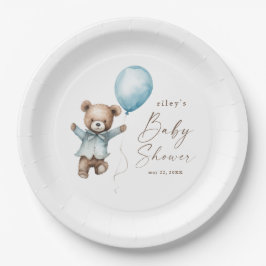 Plato De Papel Bearly Wait Teddy Bear Boys Baby Shower