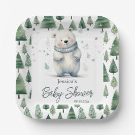 Plato De Papel Bearly Wait Teddy Bear Winter Baby Shower
