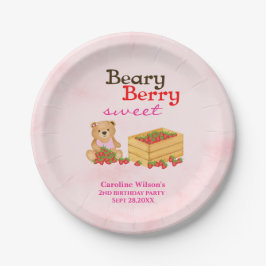 Plato De Papel Beary Berry Sweet Strawberry Chica Birthday Party