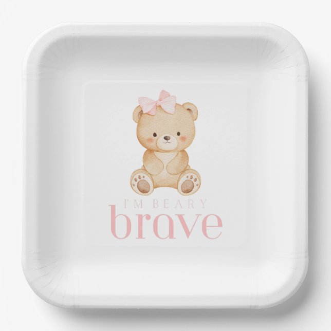 Plato De Papel beary brave childhood cancer sick kids cute (Anverso)