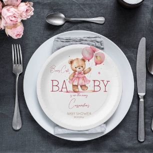 Plato De Papel Beary lindo chica osito de peluche de oso bebé duc