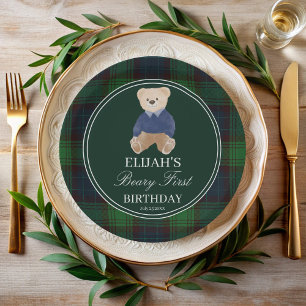 Plato De Papel Beary primera fiesta de cumpleaños de oso de peluc