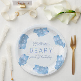 Plato De Papel Beary Sweet Blue Gummy Bear Boy Cumpleaños