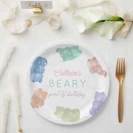 Plato De Papel Beary Sweet Pastel Gummy Bear Cumpleaños