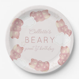 Plato De Papel Beary Sweet Pink Gummy Bear Chica Birthday