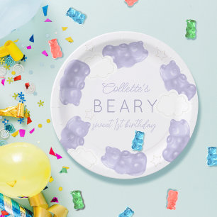 Plato De Papel Beary Sweet Purple Gummy Bear Cumpleaños