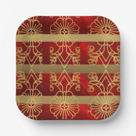 Plato De Papel Beatious Red & Gold Navidades Placas de papel