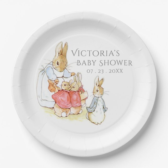Plato De Papel Beatrix Potter Bunny Rabbit Baby Shower (Anverso)