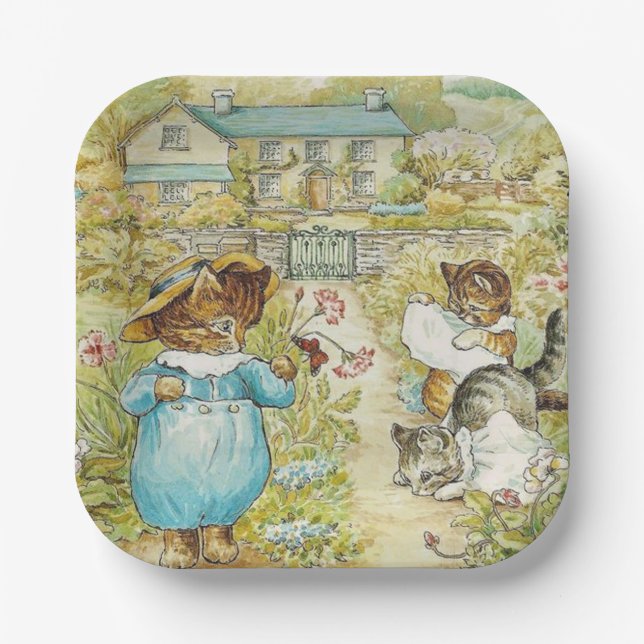 Plato De Papel Beatrix Potter Gatitos Placas de papel (Anverso)