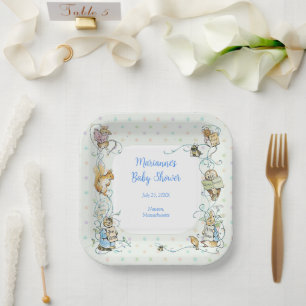 Plato De Papel Beatrix Potter Polka Dot Rabbit Peter Baby Shower