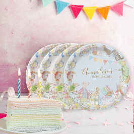 Plato De Papel Beatriz Peter the Rabbit Woodland Baby Shower