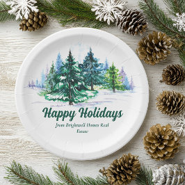 Plato De Papel Beautiful Happy Holidays Custom Christmas Party