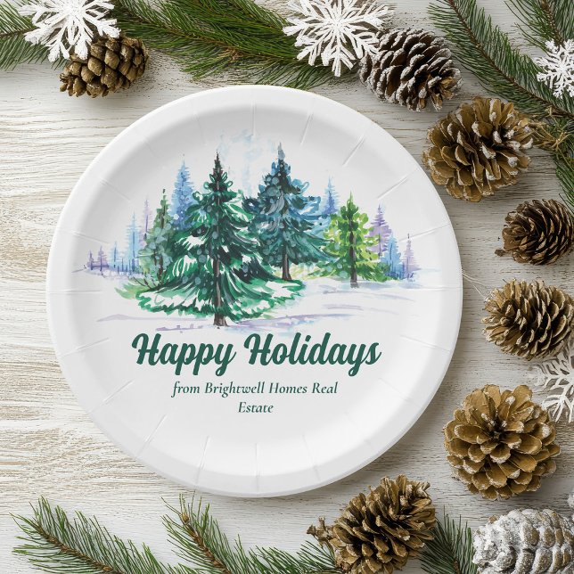 Plato De Papel Beautiful Happy Holidays Custom Christmas Party (Subido por el creador)